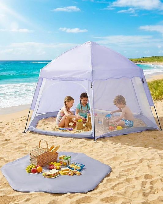 Porayhut Large Pop Up Play Tent for Kids, 78" Instant Toddler Playhouse with Removable Floor & UV50+ Sun Shade, 360° Mesh Mosquito-Free Tent for Indoor Outdoor Beach Backyard, Fits 4 Kids