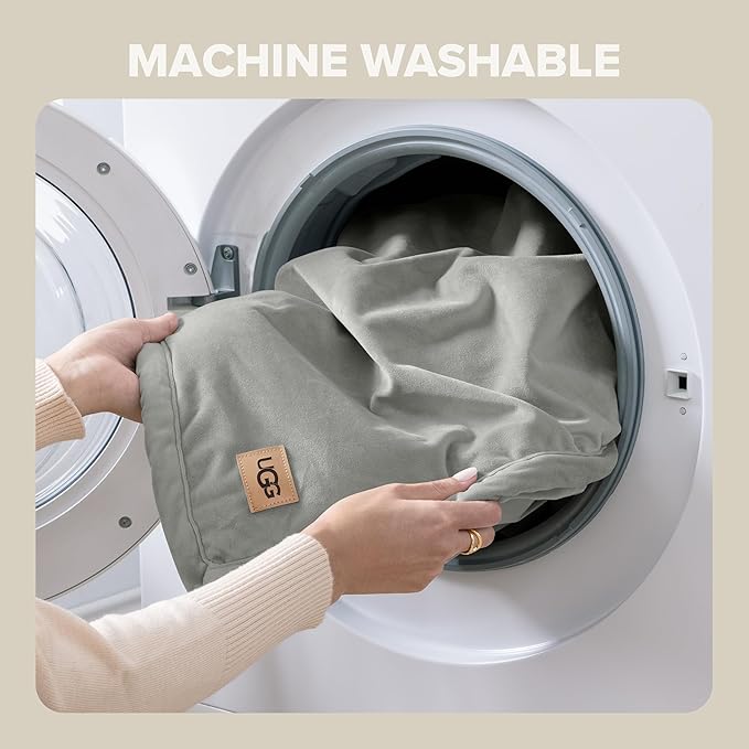 UGG Bliss Throw Blanket Plush Soft Fleece Fluffy Blankets for Bed or Couch Oversized Warm Reversible Machine Washable Medium Weight Home Decor Giftable Throw, 50-inch x 70-inch, Seal Grey