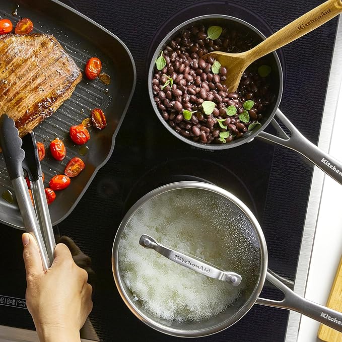 KitchenAid 80192 Hard Anodized Induction Nonstick Saucepan with Lid, 2 Quart -Matte Black