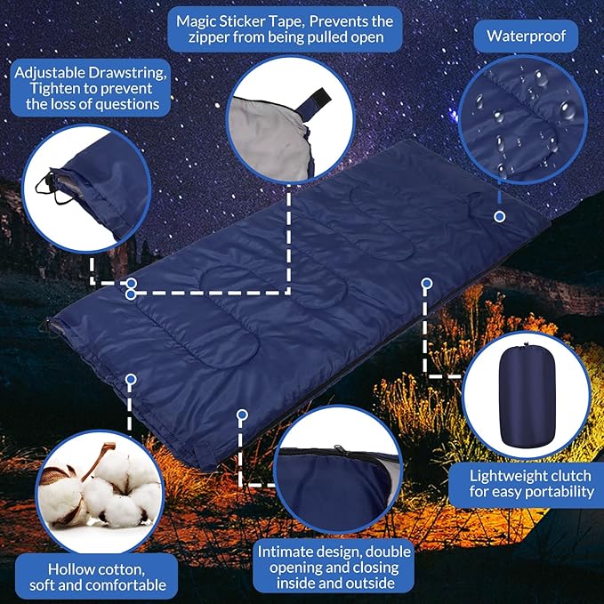 Macarrie 12 Pack Camping Sleeping Bags for Adults Bulk Cold Weather Kids Sleeping Bag Homeless Lightweight Waterproof Compression Sack for Backpacking Traveling Hiking Outdoor