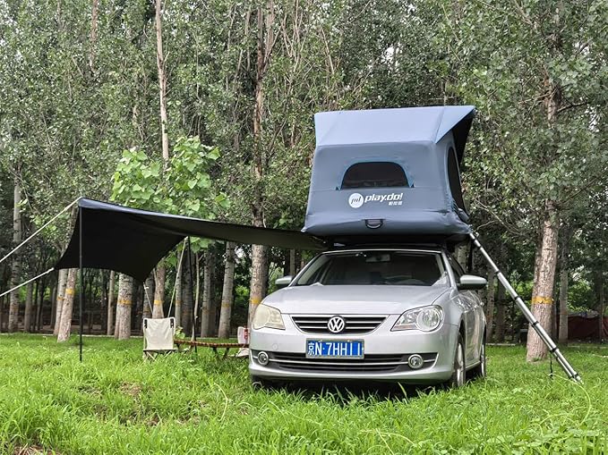 UNISTRENGH 2 Person Inflatable Car Rooftop Tent Easy Set-up Large Outdoor Glamping Camping Tent for SUV,Truck and Universal Auto Self-Driving Touring