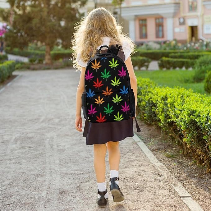 Daypack Lightweight Multipurpose Anti-Theft Colorful Weedleaf Shoulder Bag Large Capacity Laptop Book Bag Rucksack With Adjustable Shoulder Straps