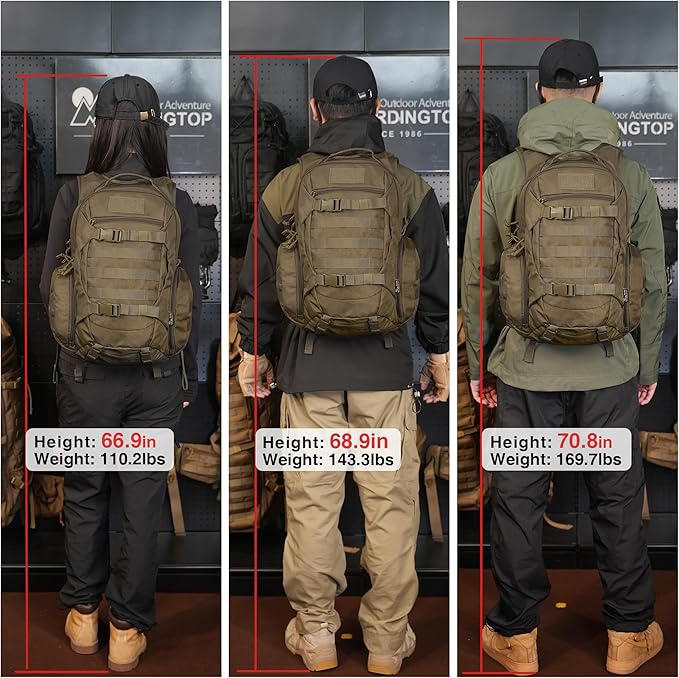 Mardingtop 28L Tactical Backpack for Men with Loop and Hook Patch, Molle EDC Motorcycle Backpacking Backpack for Hiking,Camping