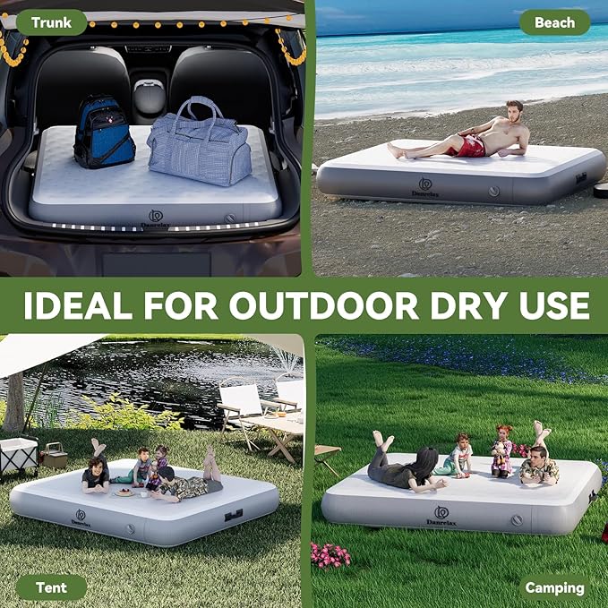 Ultra-Large Double Mattress Sleeping Pad, King-Sized Inflatable Mattress Camping Cot for Family Use, Portable Sleeping Pad for Camping with Pump Bag, 70.9" Wide Air Bed