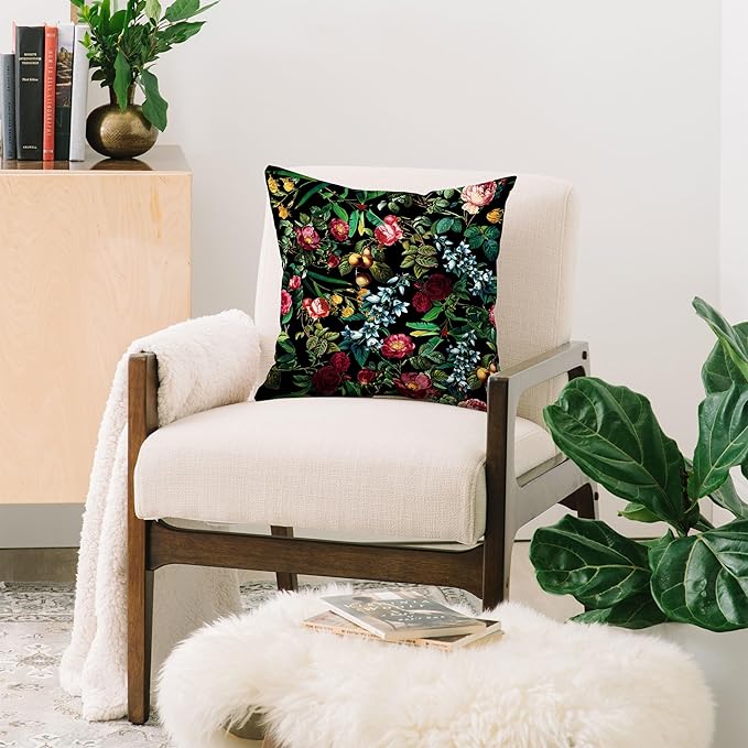 Society6 Throw Pillows with Pillow Insert - Home Decor by Burcu Korkmazyurek - Decorative Accent Pillows for Couch or Bed, 20” x 20”, Floral Jungle