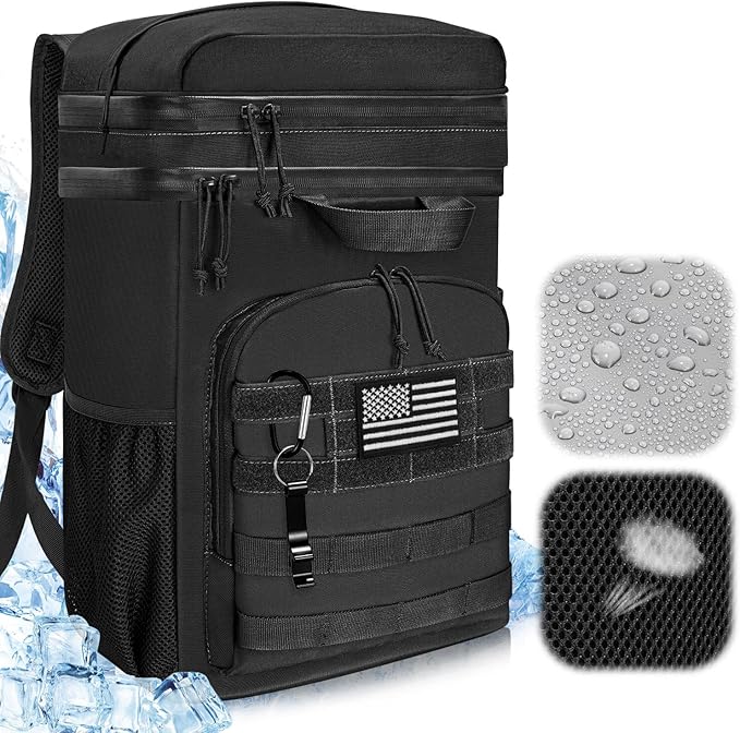 Cooler Backpack Insulated Camping Bag - AUTOWT 45 Can Soft Cooler Bag Large Capacity Leakproof with Widend Top Handle, Portable Beer Bags for Men Women Hiking Picnics Beach Travel