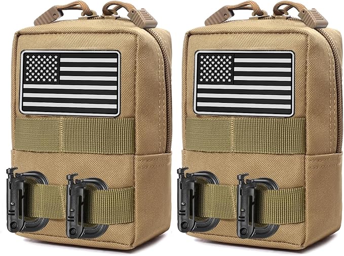 2 Pack Tactical Molle Pouch - Premium Durable Utility Bag for Military, Hiking, Camping, Hunting, EDC & Duty Belts, Backpacks and Vests