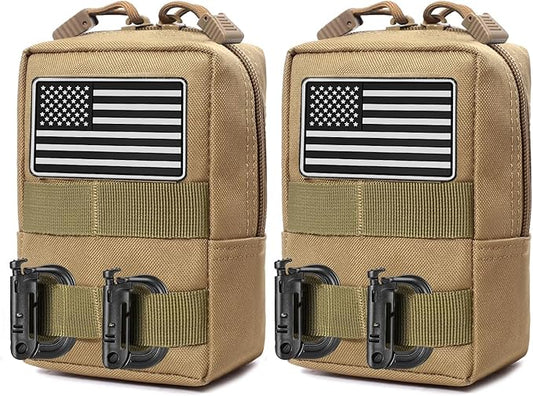 2 Pack Tactical Molle Pouch - Premium Durable Utility Bag for Military, Hiking, Camping, Hunting, EDC & Duty Belts, Backpacks and Vests