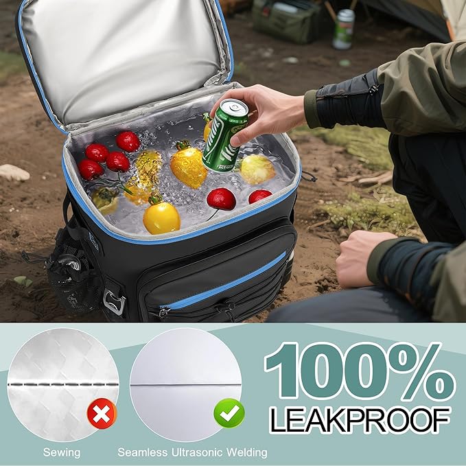 Large 52cans Cooler Backpack, Insulated, Waterproof, Leak Proof, 30L Large Capacity