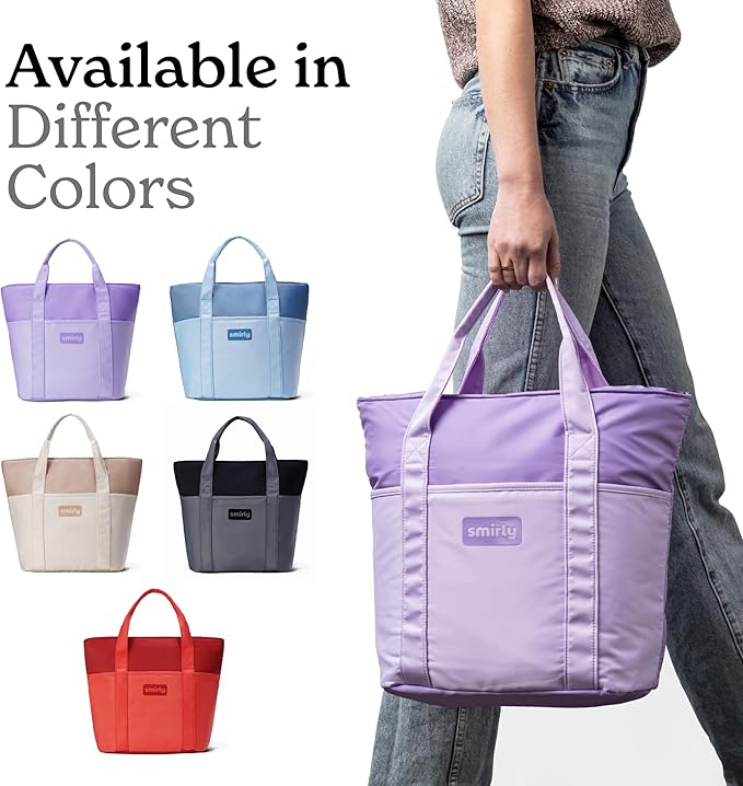 SMIRLY Large Insulated Cooler Bag, Thermal Insulated Grocery Bags, Collapsible Cooler Tote for Travel,Beach or Picnic