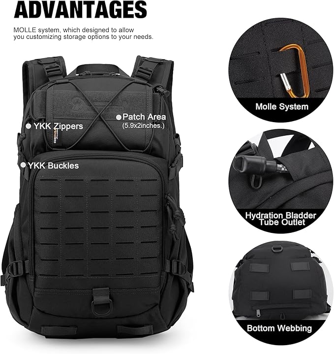 Mardingtop Small Military Tactical Backpack for Men,25L Molle Cordura Backpack for Hiking,Camping,Rucking