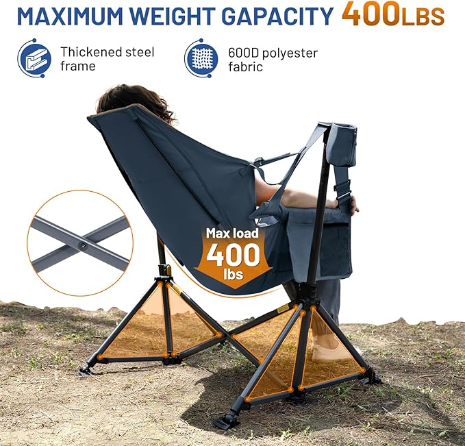 TIMBER RIDGE Hammock Camping Chair, Oversized Swinging Chair with Adjustable Back and Seat Height, Portable Folding Rocking Camping Chair for Outdoor Lawn, Backyard and Patio, Supports 400lbs