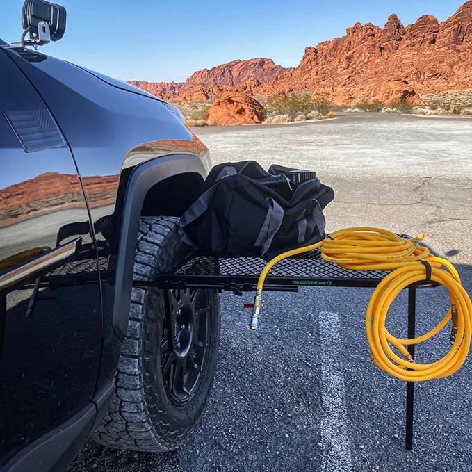 Tire Table Large Aluminum Camping Table for Camp, Travel, Tailgating, Overlanding and Outdoor Work | Installs within Seconds | Stable and Leveled | 33.5" x 28" x 1.5"