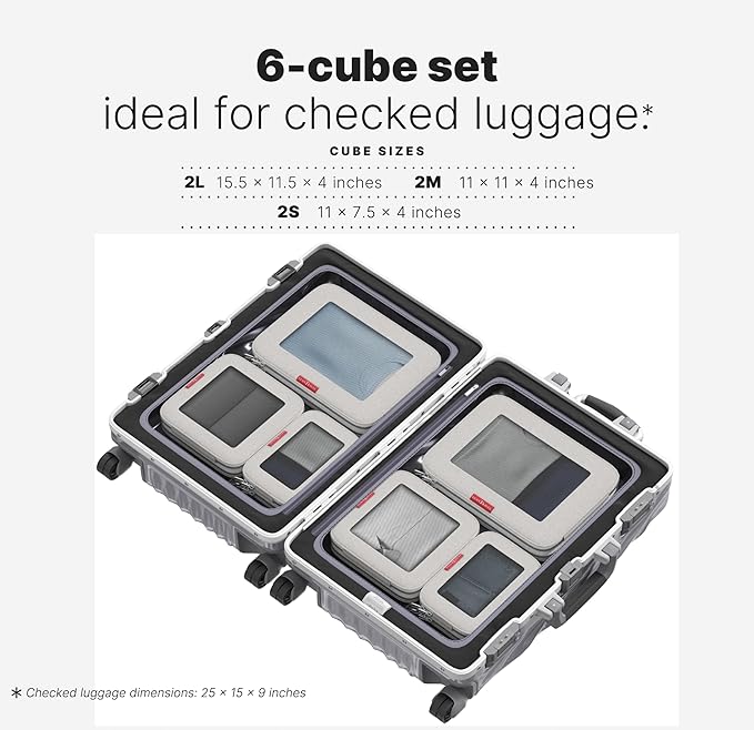 LeanTravel Premium Compression Packing Cubes for Travel - Luggage Organizers with Double Zipper - Sturdy Bags for Suitcase (6-Pack, Sand)