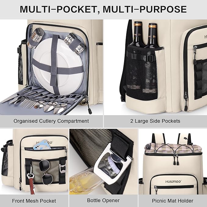 Large 52cans Waterproof Insulated Cooler Backpack for Men & Women, Leak Proof Backpack Cooler, Soft, 8Gal