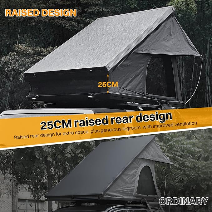 Aluminium Roof Top Tent,with Tri-Color LED Strip Light & 1.97" Thick Memory Foam Mattress,for Car Jeep SUV Truck Camping,2-3 People