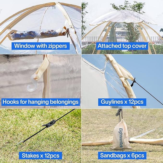 Alvantor Pop Up Bubble Tent,Large Oversize Igloo Screen House,4-6 Person Cold Protection Outdoor Igloo, Winter Tent Snaps Fit 10'x10'x6.5'