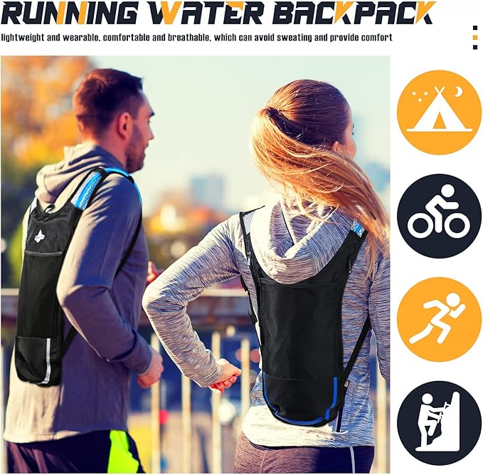 Weewooday 4 Pack Hydration Backpack Pack with 2l Water Bladder Hiking Lightweight Water Backpack Bulk with Hydration Bladder Running Cycling Biking Camping Music Festival Outdoor for Men and Women
