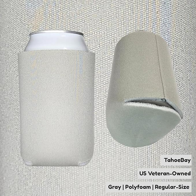 TahoeBay Blank Beer Can Cooler Sleeves (25-Pack) Bulk Sublimation Blanks for Vinyl Plain Soft Foam Can Sleeves Coolers for Soda Cans & Bottles Black, White, Assorted Solid Color (Gray)