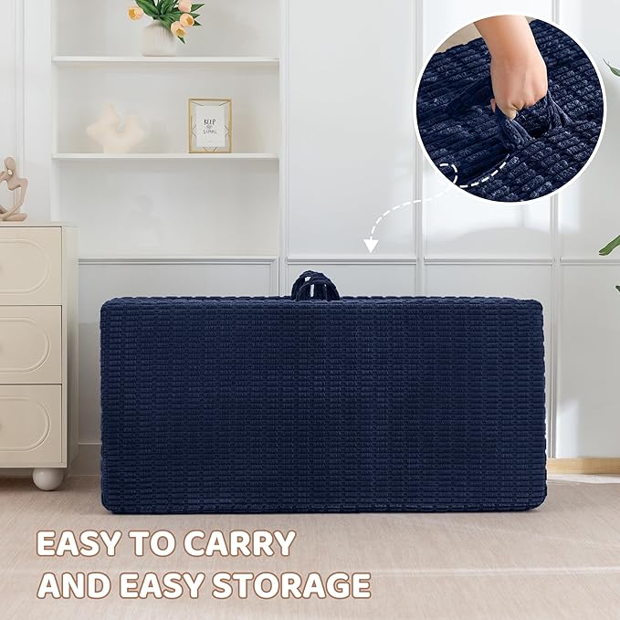BYBYME Memory Foam Tri-Folding Mattress, 6 Inch Gel Folding Mattress Topper, Foldable Soft Guest Bed Camping Pad, with Washable Cover