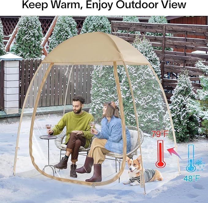 Alvantor Pop Up Bubble Tent,Large Oversize Igloo Screen House,2-3 Person Cold Protection Outdoor Igloo, Winter Tent Snaps Fit 7'x4'x6.5'