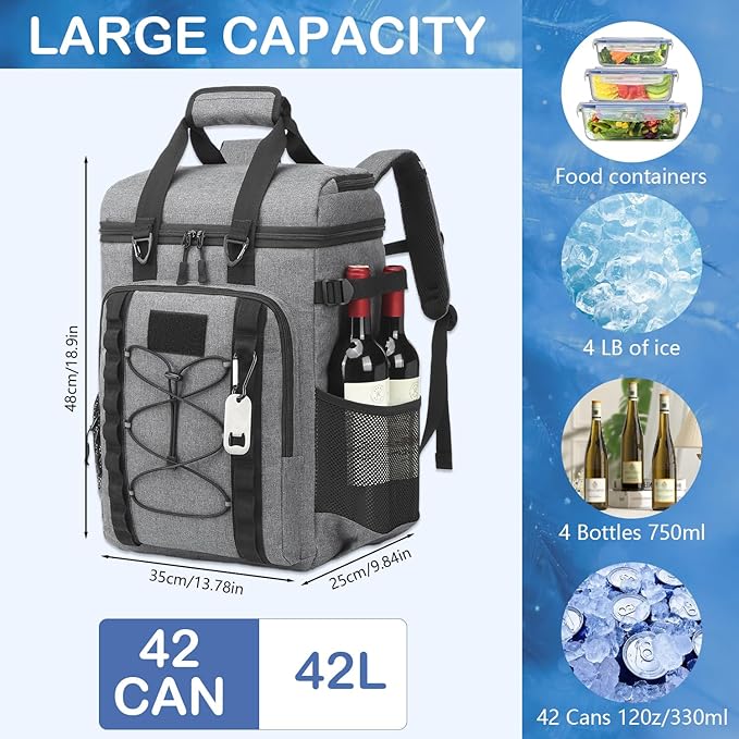 Tactical Cooler Backpack - 42 Cans Backpack Coolers Insulated Leak Proof for Men Adults, Soft Cooler Insulated Backpack for Lunch, Work, Camping, Hiking, Picnic, Beach & Travel