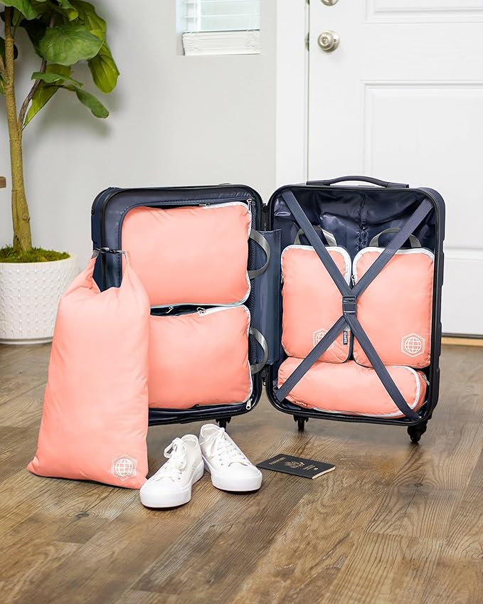 Compression Packing Cubes Set for Carryon Suitcases- Lightweight, Durable Clothes Organizer
