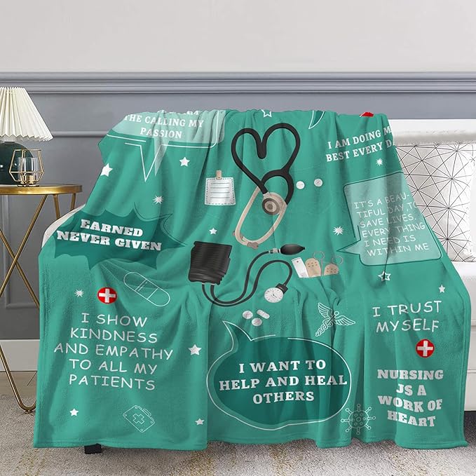 Nurse Appreciation Gifts, Nurses Week Gifts for Women Men, Soft Blanket for Nurses, Cozy Throw Blankets Christmas Birthday Gifts for Nurse Practitioners Couch Bed Sofa 60" X 50"