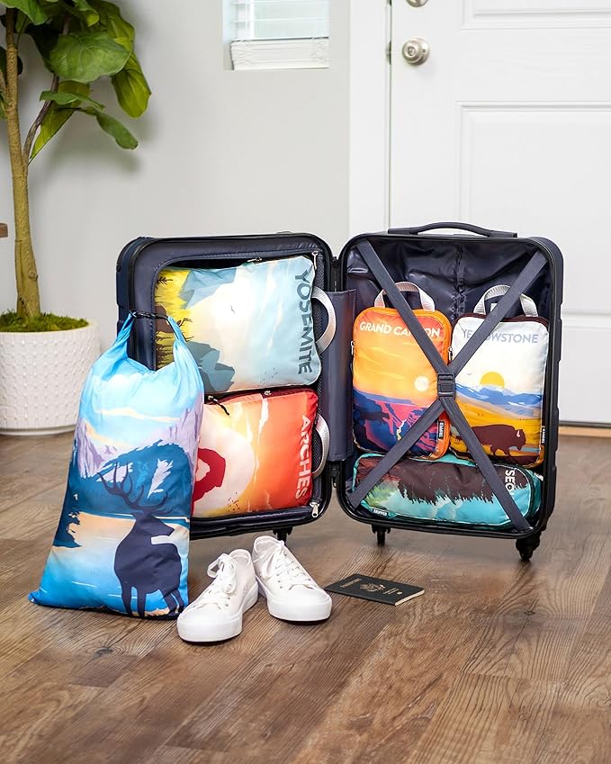 Compression Packing Cubes Set for Carryon Suitcases- Lightweight, Durable Clothes Organizer