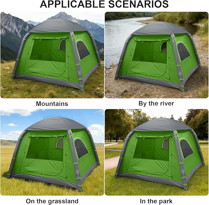 Inflatable Tents for Camping,2/4 Person Easy Setup Blow Up Tents for 4 Seasons Waterproof InflatableTent for Camping, Air Glamping Tents for Camping Adult