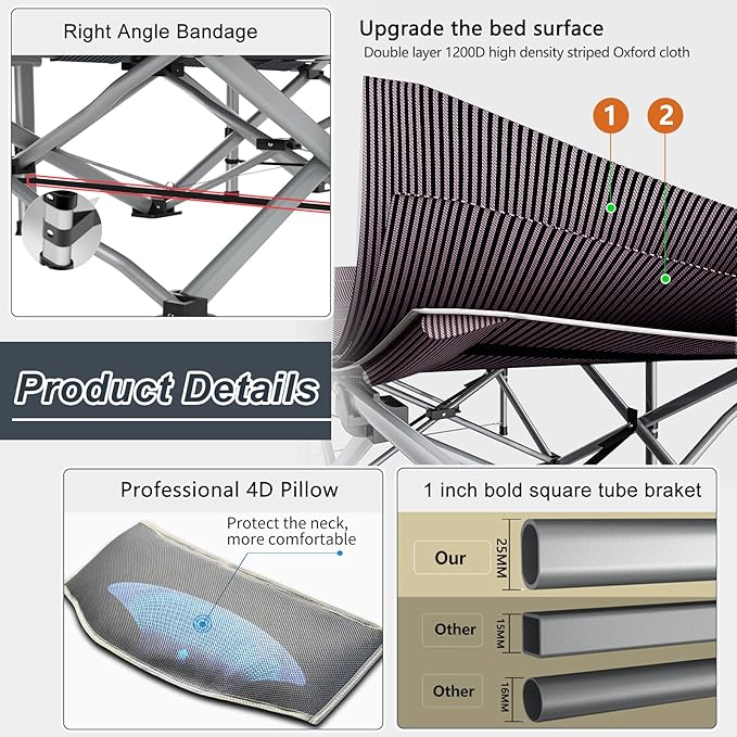 ABORON Camping Cot for Adults, Folding Sleeping Cot with Mattress, 500 lb Capacity Heavy Duty Outdoor Folding Sleeping Bed, Portable Cot Bed for Camping, Indoor Guest Use, Home & Travel