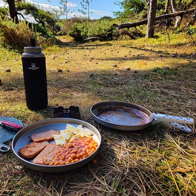 SILVERANT Titanium Trek Plate - Ultralight, Durable Camping Dish Pan Plate - Outdoor Kitchen Essential for Backpacking & Camping - 1200ml