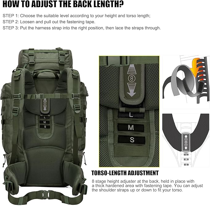 Mardingtop 70L Internal Frame Backpack for Hunting,Camping,Hiking Backpacking Backpack with Rain Cover