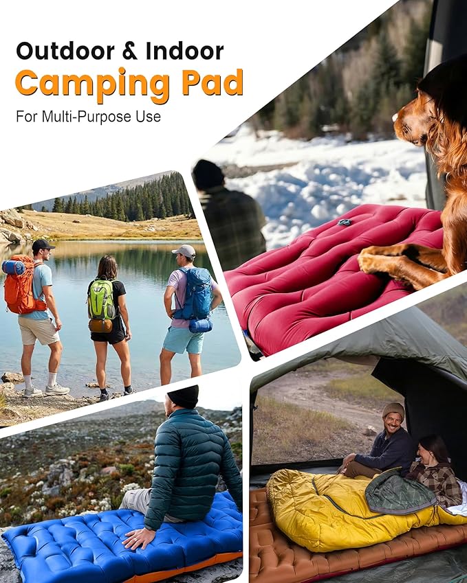 Camping Sleeping Pad,5.9 Inch Thick Camping Mat with Built in Pillow and Foot Pump,Self Inflating Sleeping Pad for Camping Backpacking（Green