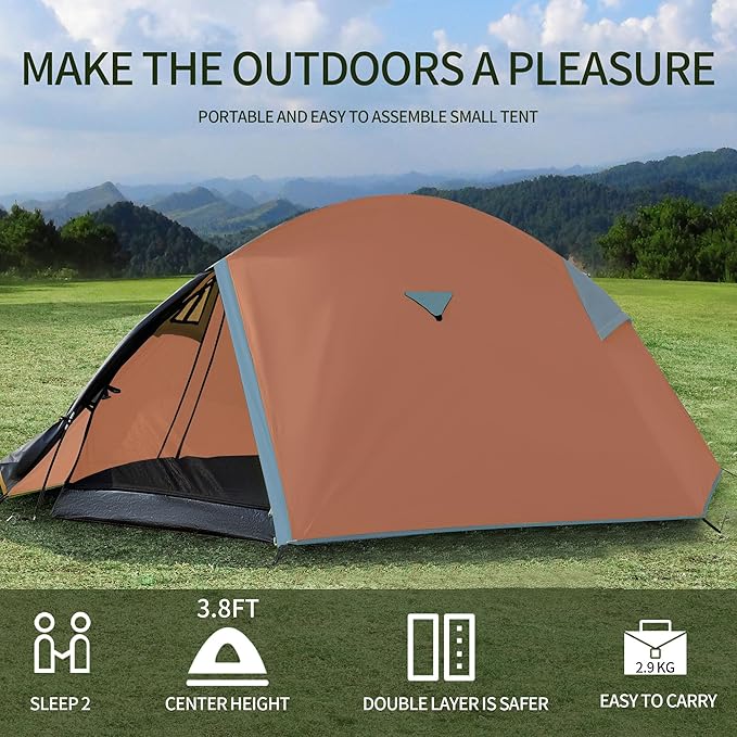 Backpacking Tents for Camping - Easy Set Up Tent, Waterproof, Light Weight Tent for One or Two Person Hiking Travling