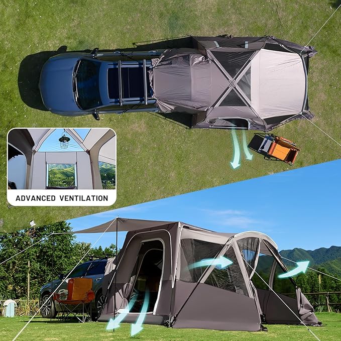 TIMBER RIDGE 5-9 Person SUV Tent with Screen Porch and Awning for Family Camping, Weather Resistant and Portable Van or Car Tent, Includes Rainfly and Storage Bag, 13' W X 10' L X 7.1' H