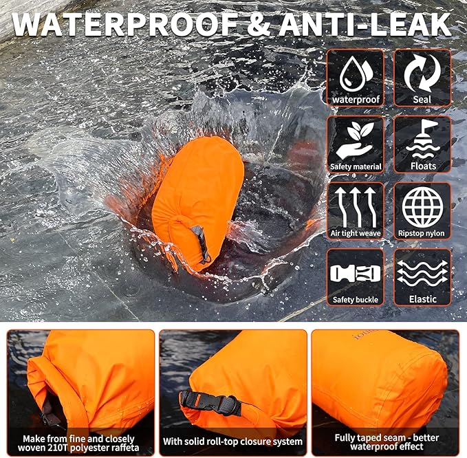 R2Depot Waterproof Dry Bag, 5L/10L/20L/40L/70L Dry Storage Bag for Kayaking, Gym, Hiking, Swimming (Blue, 40L)