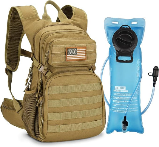 CVLIFE Hydration Backpack with 3L TPU Tactical Water Bladder, 22L Hiking Backpack for Men Women, Heavy Duty Molle Water Backpack with Multiple Compartments for Cycling Running Hunting Camping