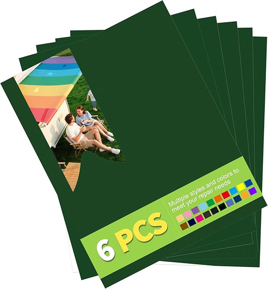 7x9in Nylon Repair Patch，Tent Repair Kit，Self Adhesive Waterproof Fabric Repair Tape for Tent, Umbrella, Sleeping Bag, Down Jackets,Knapsack.（Dark Green,6ps）