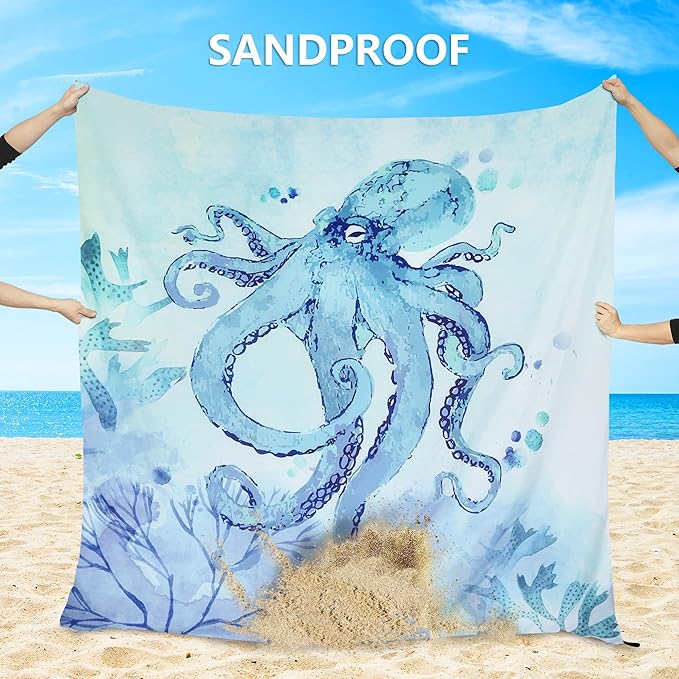 Beach Blanket, Sandproof Beach Mat, Waterproof Quick Drying Lightweight Outdoor Aztec Picnic Mat 79" X 83"/120"x108" for 2-8 Adults for Travel, Camping, Hiking