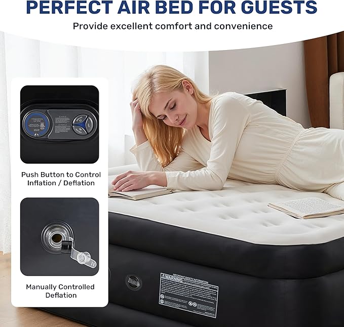 YSSOA Twin Camping Air Mattress with Built-in Electric High-Speed Pump, 18" Bed Height, Blow Up Inflatable Airbed with Carrying Bag, Best for Home Guests & Travel, Waterproof Foldable Portable