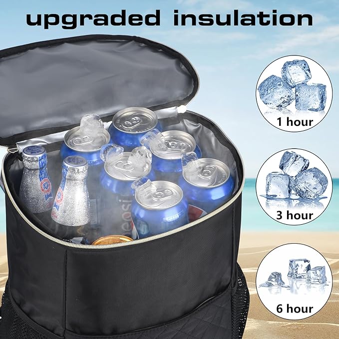 Wolka Cooler Backpack 30 Cans,Portable Backpack Coolers Insulated Leak Proof,Waterproof Soft Sided Cooler Bag for Travel,Beach,Camping,Picnic,Lunch Backpack for Women (Black Shark)