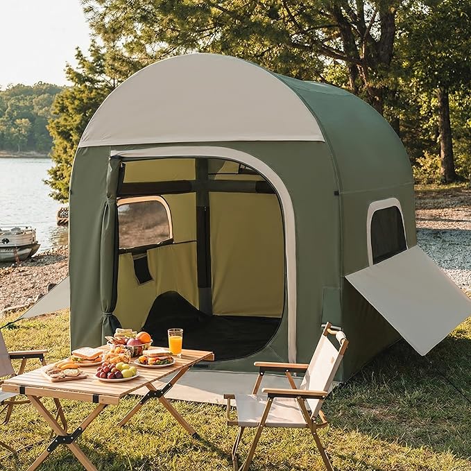 Inflatable Truck Bed Tents 5.5 ft–8 ft with Air Pump, 3-Minute Fast Setup Pickup Truck Tent for Camping, Dual-Use Truck Bed Tent & Ground Tent, Waterproof All-Weather
