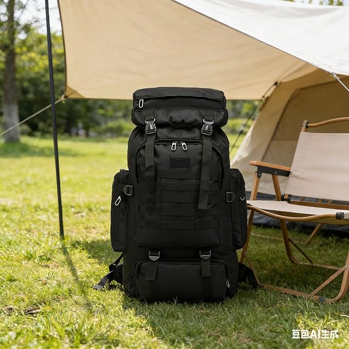 70L Hiking Backpack for Men, Waterproof Lightweight Camping Backpack, Military Rucksack with Molle, 3-Day Assault Pack for Travel, Climbing, Outdoor Sports (Urban Camouflage)