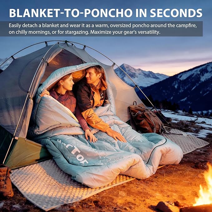 GEERTOP Double Camping Sleeping Bag with Blanket Queen Size Two Person Sleeping Bag for Adults Couples or Family Outdoor Backpacking Travel
