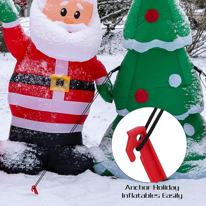 Aodaer 16 Pieces Plastic Inflatable Stakes 8.8 Inch Christmas Halloween Yard Stakes Heavy Duty Anchor Replacement Inflatable Accessories for Garden Outdoor Inflatable Decorations, Red