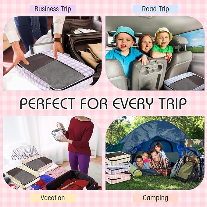 5 Pcs Packing Cubes for Suitcase Large Travel Cubes Carry on Luggage Organizer Bags for Clothes Accessories(M,Plaid)