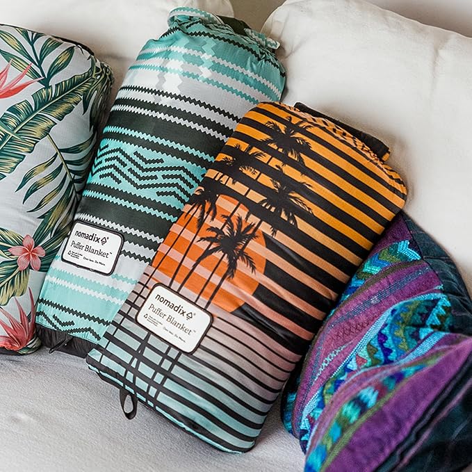 Nomadix Grand Canyon Puffer Blanket – Water-Resistant, Eco-Friendly Insulated Blanket with Snaps for Camping, Beach, and Travel, Made from Recycled Materials