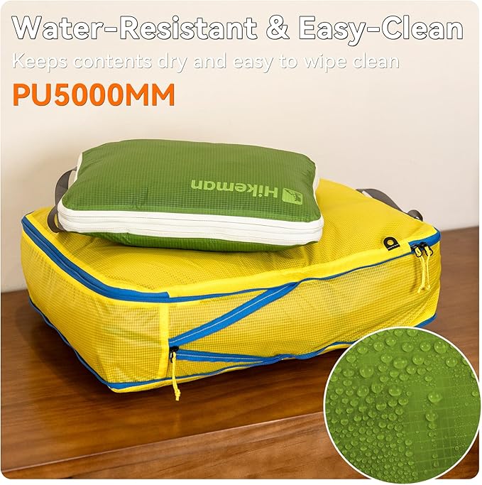 HIKEMAN Ultralight Compression Packing Cubes Lightweight Compression Bags for Camping or Backpacking 40% Space-Saving Compression zippers durable Water-Resistant Fabric (Blue, Medium)