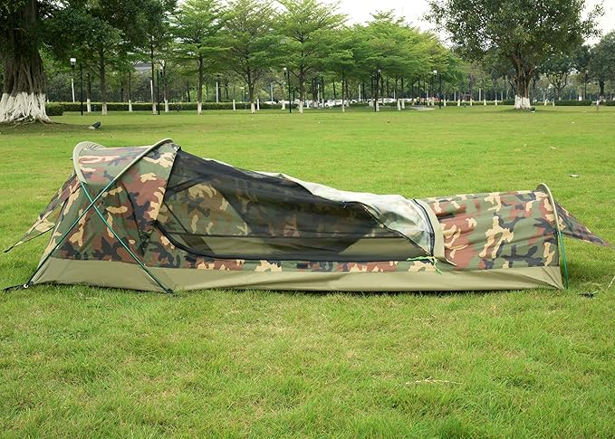 GEERTOP Ultralight Single Person Bivy Tent for Camp Waterproof 1 Man Tent for Camping Hiking Backpacking Hunting Outdoor Survival Gear - Easy Set Up